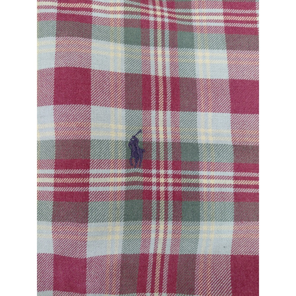 Ralph Lauren Golf Tilden Plaid Button Down Mens XL Burgundy Green Long Sleeve - Picture 4 of 9